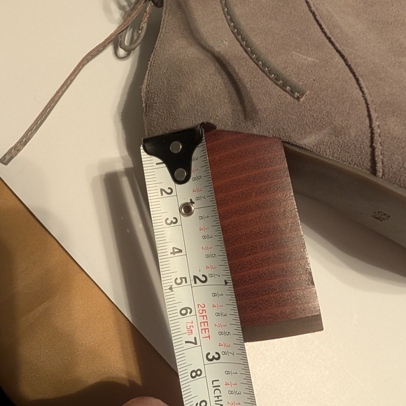 Crown & Ivy Morcella Ruffle Ankle Boots - Light Gray Suede - Picture 9 of 12